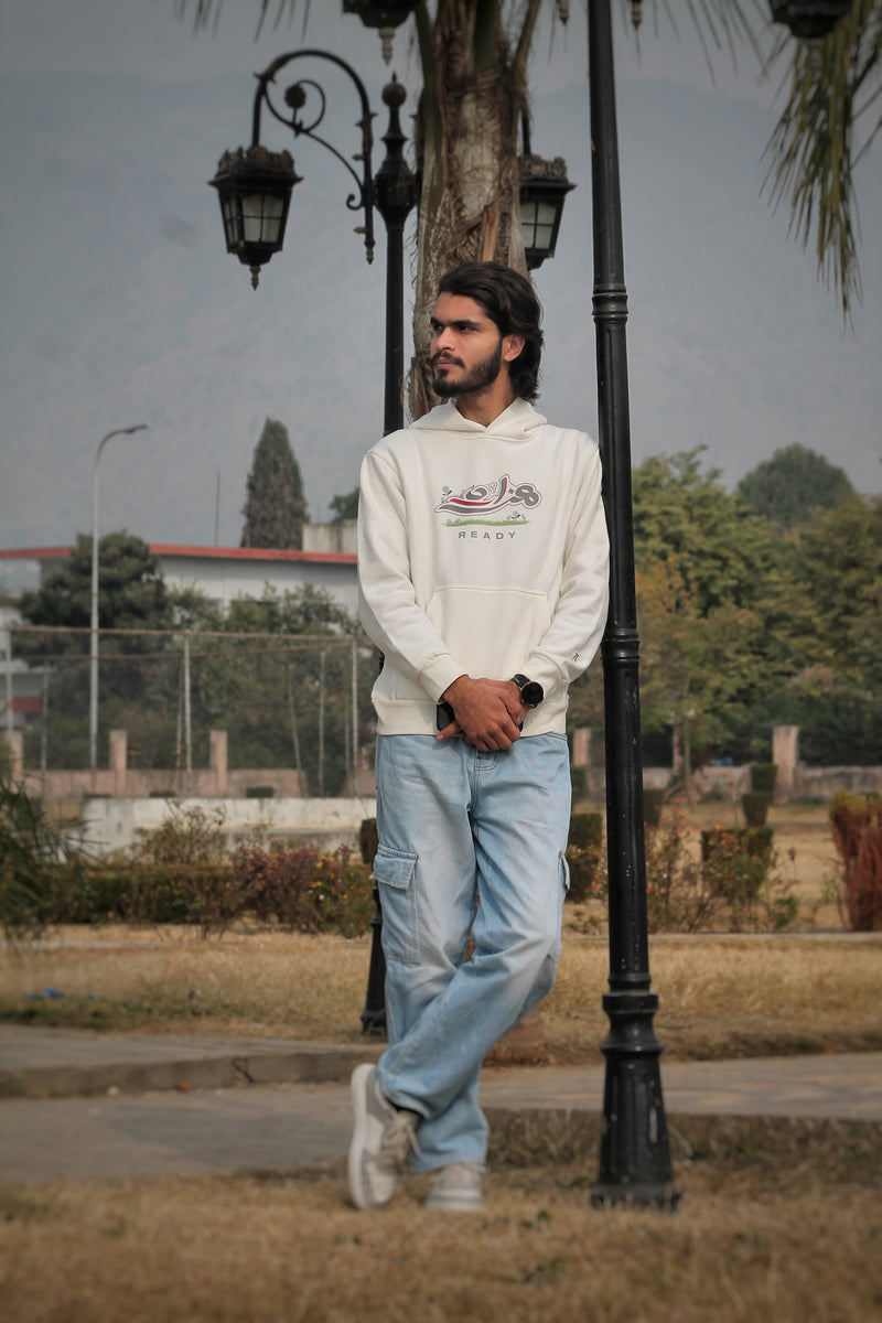 Ready x Hazara: Graphic Off-White Hoodie