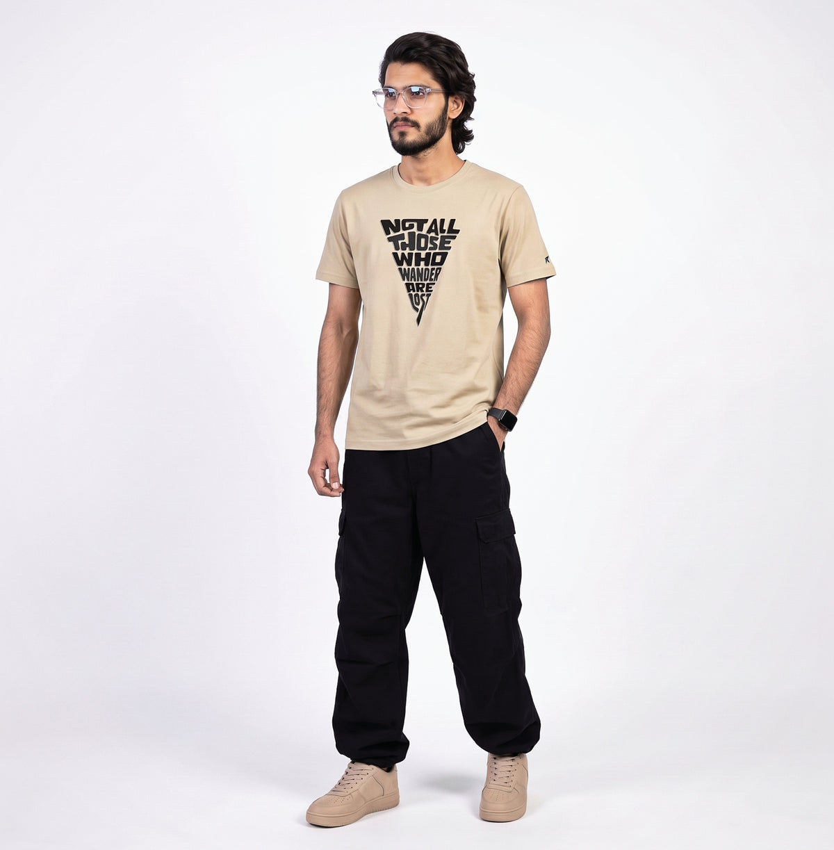 “Not All Who Wander” Premium Beige Tee | READY