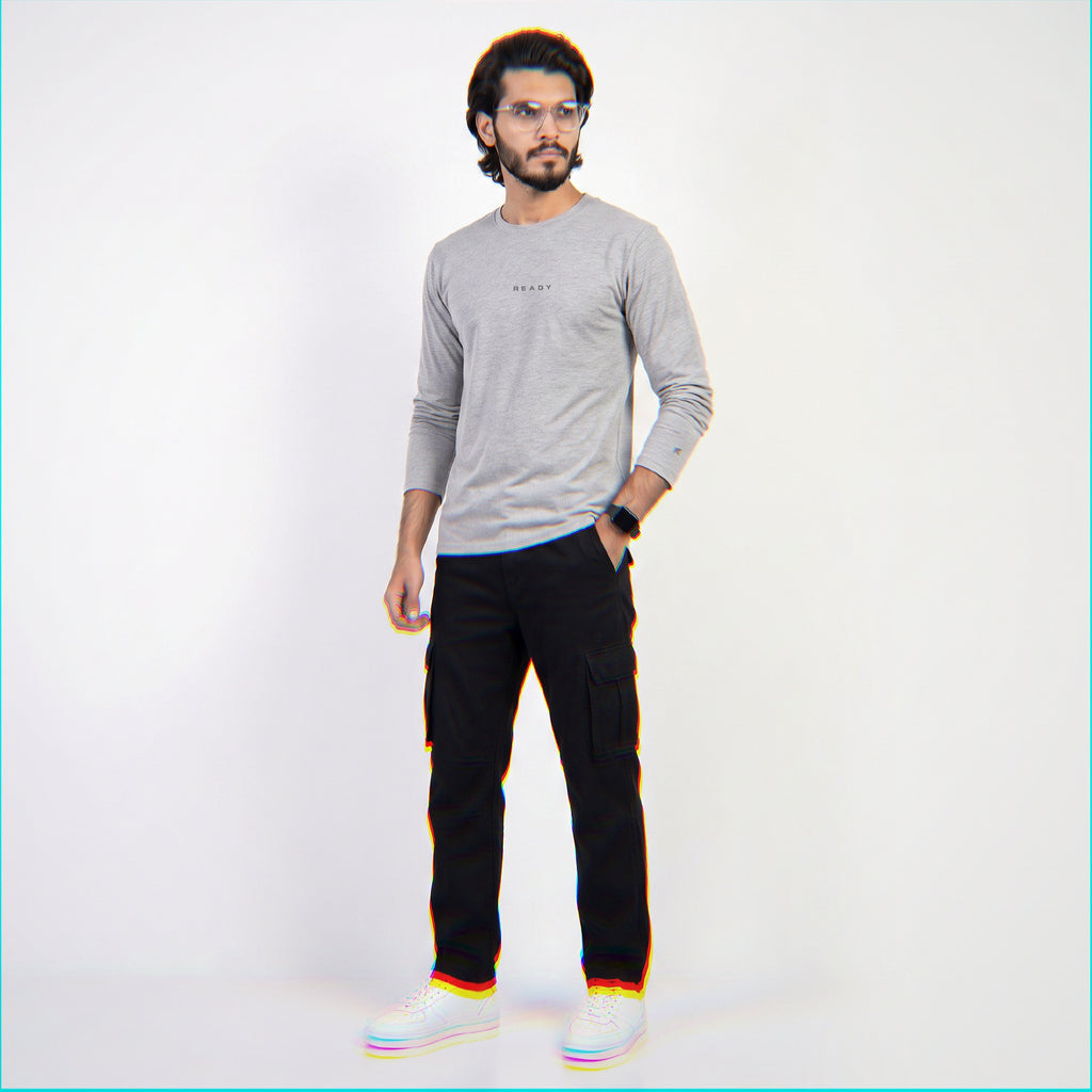 READY Lightweight Textured Long-Sleeve T-Shirt – Heather Grey