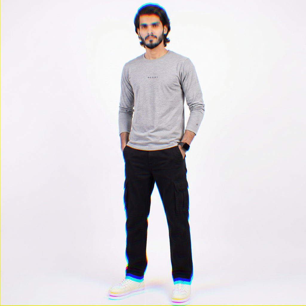 READY Lightweight Textured Long-Sleeve T-Shirt – Heather Grey