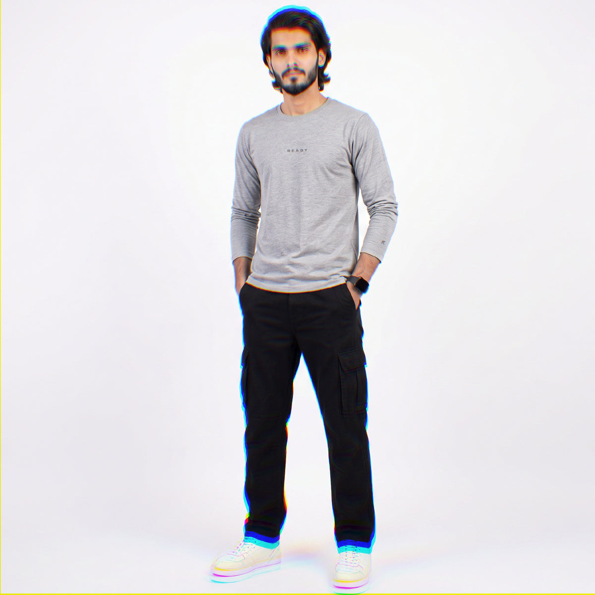 READY Lightweight Textured Long-Sleeve T-Shirt – Heather Grey