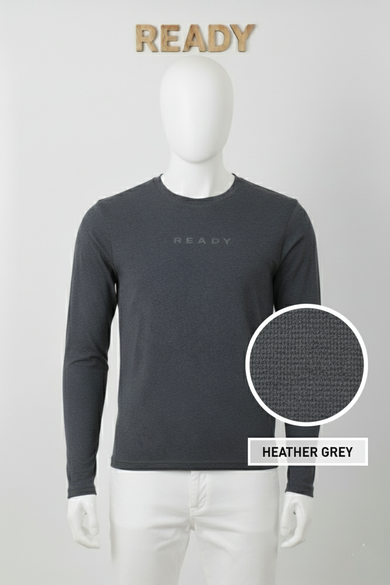 Heather Grey Full Sleeve Crew Neck T-Shirt
